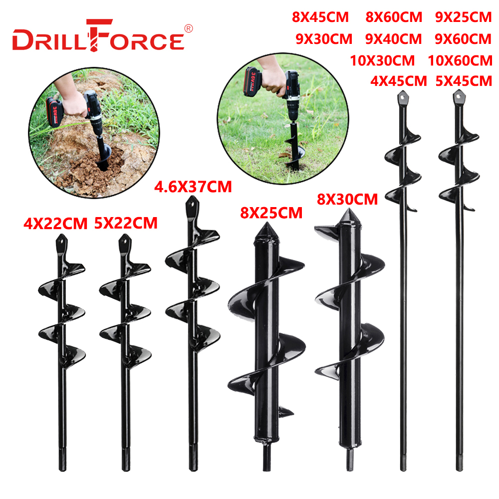Auger Drill Attachment - DRILLFORCE Earth Auger Spiral Drill Bit