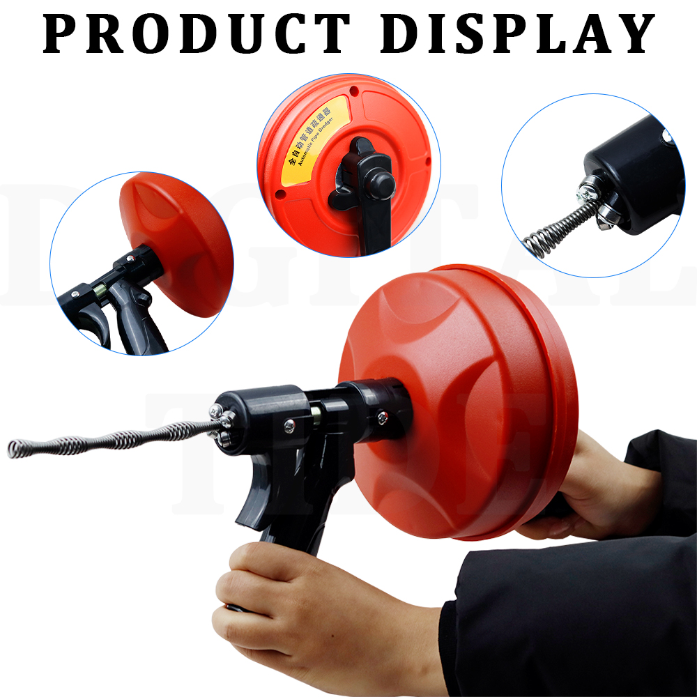 Auger Drill Attachment - Drain Auger Manual-feeding Plumbing Snake with