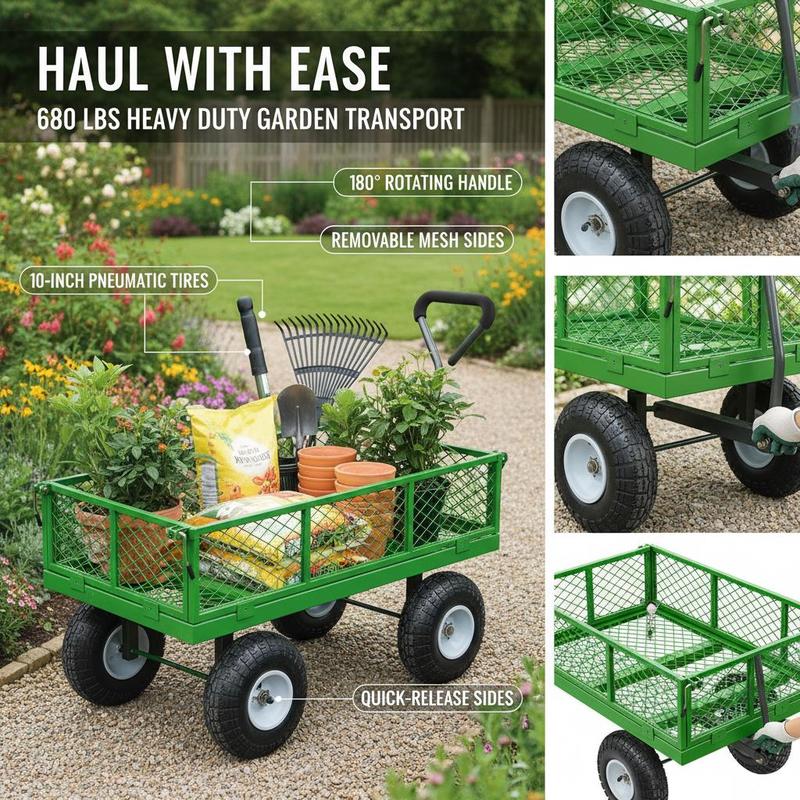 Steel Garden Cart 680 Lbs For  - огляд і ціна Heavy Equipment Transport