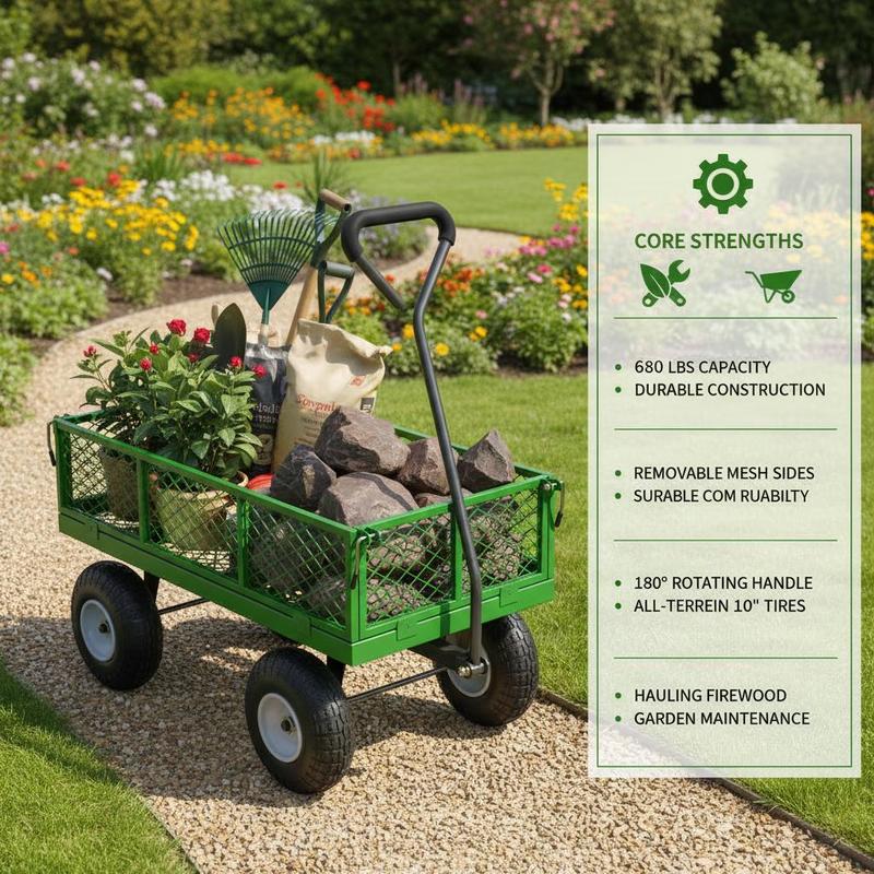 Steel Garden Cart 680 Lbs For  - огляд і ціна Heavy Equipment Transport