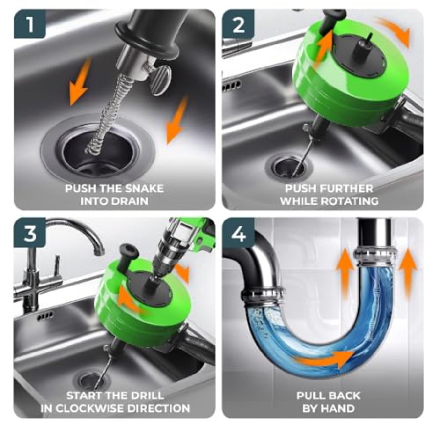 【Spot goods】drain snake [50FT] - огляд і ціна Auger Drill Attachment